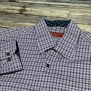 Saks Fifth Avenue‎ Men's Trim Fit Purple Check Dress Shirt M/M